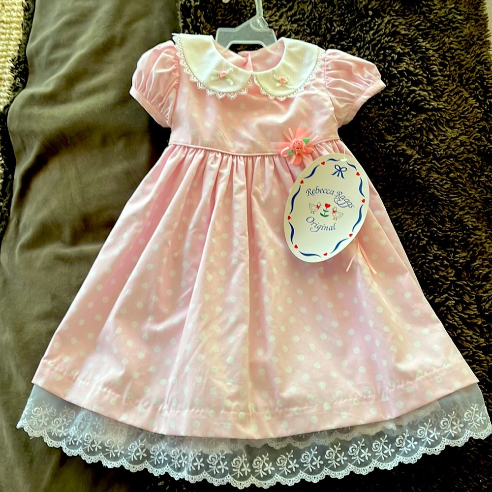 Rebecca Raggs Pink polka dot dress 24M new with tags